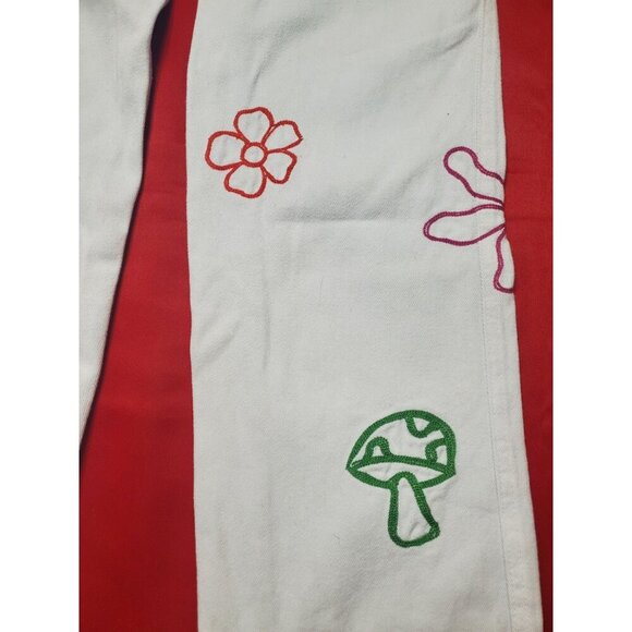 Pacsun Carpenter Pants Size 27 Womens Bootcut Festival Hippie Butterfly Mushroom - Picture 8 of 16